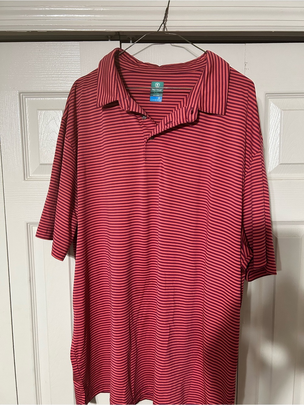 Men's Pro Tour Red Striped Polo Shirt